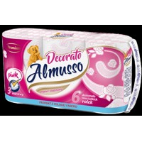 Toaletní papír Almusso Dekorato 3vrs., 6ks v balení, růžový, 22m